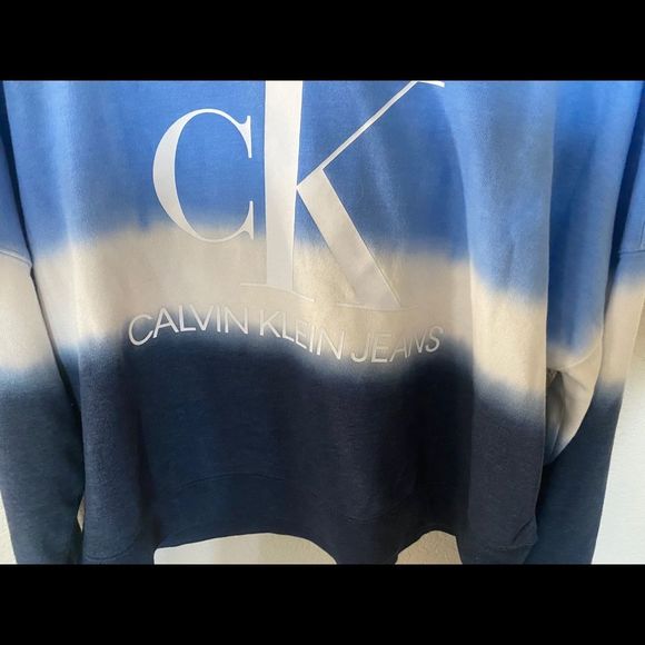 Calvin Klein Ladies Blue Dip Dye Hoodie Size M - Picture 2 of 6